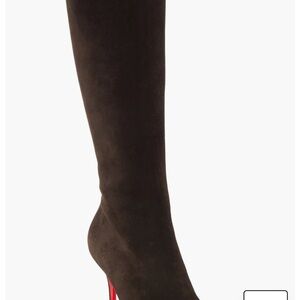 Christian Louboutin Brown Suede Over-the-Knee Boot with Signature Red Sole